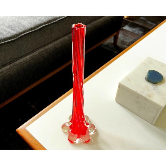 Vintage Italian Red Twist Stretch Bud Vase - Picture 5 of 8